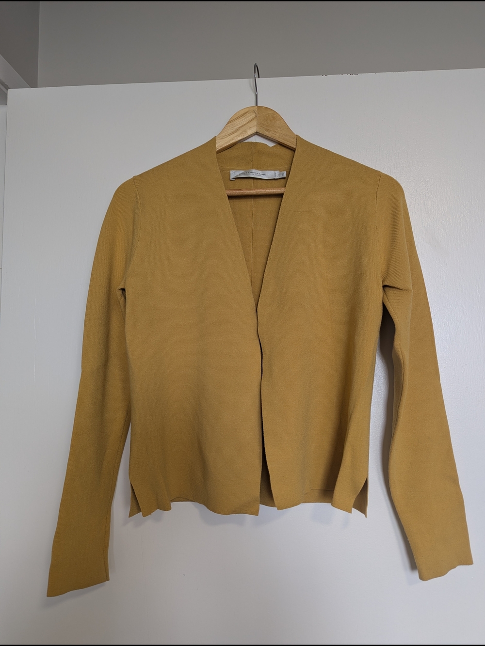 Contemporaine Simons Mustard Yellow Open-Front Cardigan - Size Small/P